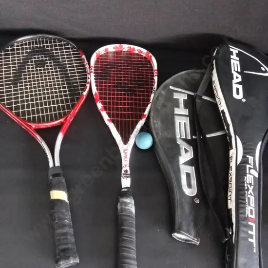2 RACKETS IN CASES WITH 1 BALL