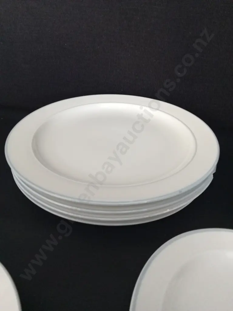 8 PLATES AND 2 MUGS WITH A LIGHT BLUE TRIM AND A SUSIE COOPER JUG H8CM Image 1++