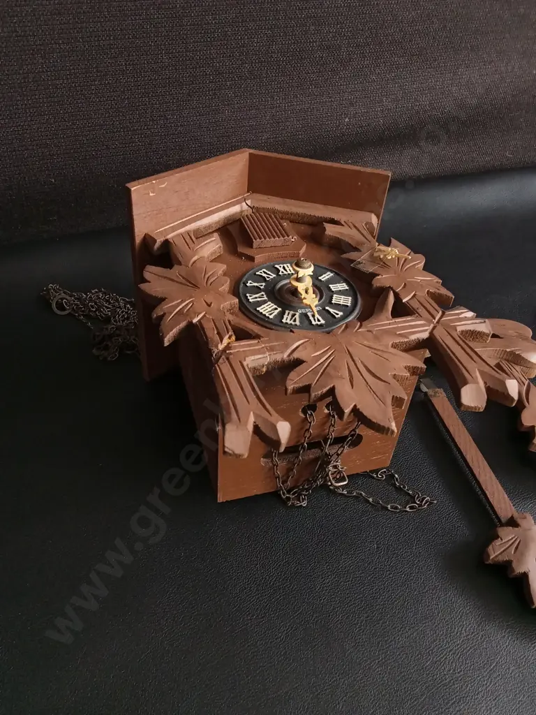 VINTAGE GERMAN BLACK FOREST CUCKOO CLOCK, FOR PARTS AND REPAIR, H 20 CM Image 1++