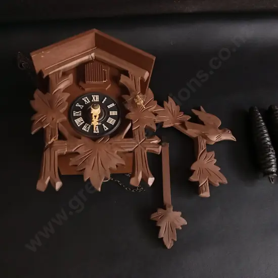 VINTAGE GERMAN BLACK FOREST CUCKOO CLOCK, FOR PARTS AND REPAIR, H 20 CM