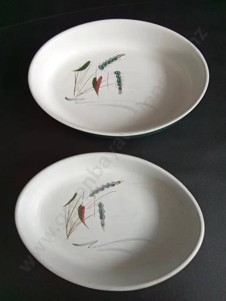 2 VINTAGE DENBY GREENWHEAT OVAL OVEN-TO-TABLE BAKING DISHES LONGEST L29CM Image 1++