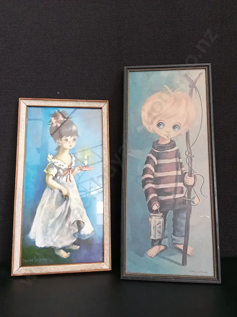 2 VINTAGE ARTWORKS LARGEST H39CM Image 1++