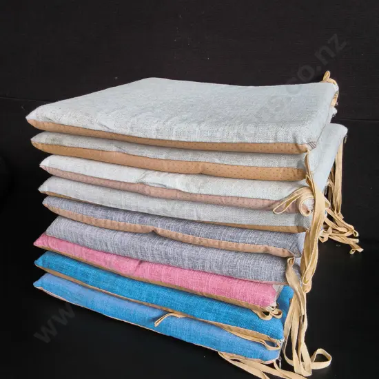 9 OUTDOOR SEAT CUSHIONS, 47 CM X 47 CM
