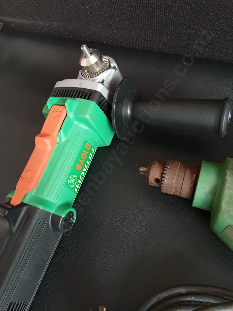 VINTAGE HITACHI POWER TOOLS, FD 10SA DRILL AND ANGLE GRINDER Image 1++