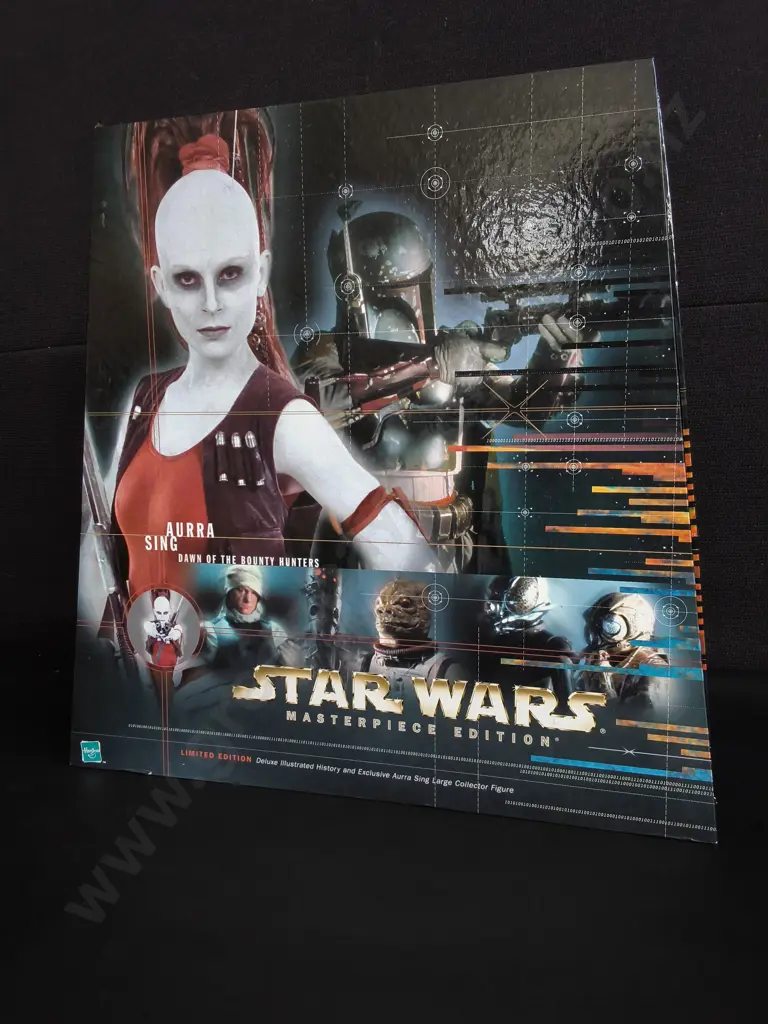 VINTAGE STAR WARS MASTERPIECE EDITION: AURRA SING, DAWN OF THE BOUNTY HUNTERS BOX SET, 12" FIGURE AND HARDCOVER BOOK Image 1++