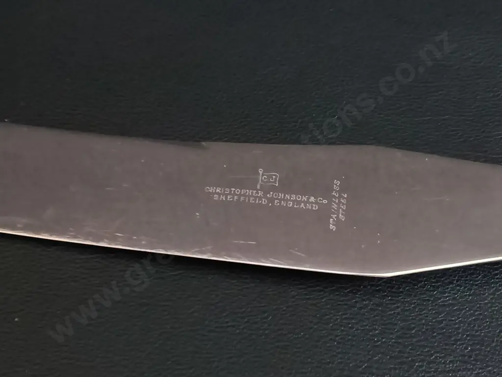 VINTAGE 3 PIECE CARVING SET, CHRISTOPHER JOHNSON & CO. OF SHEFFIELD, STAINLESS STEEL Image 1++
