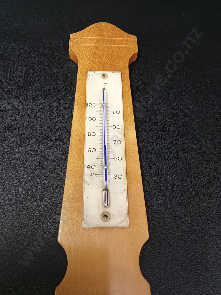 VINTAGE WOOD-MOUNTED WEATHER MASTER BAROMETER H43CM Image 1++