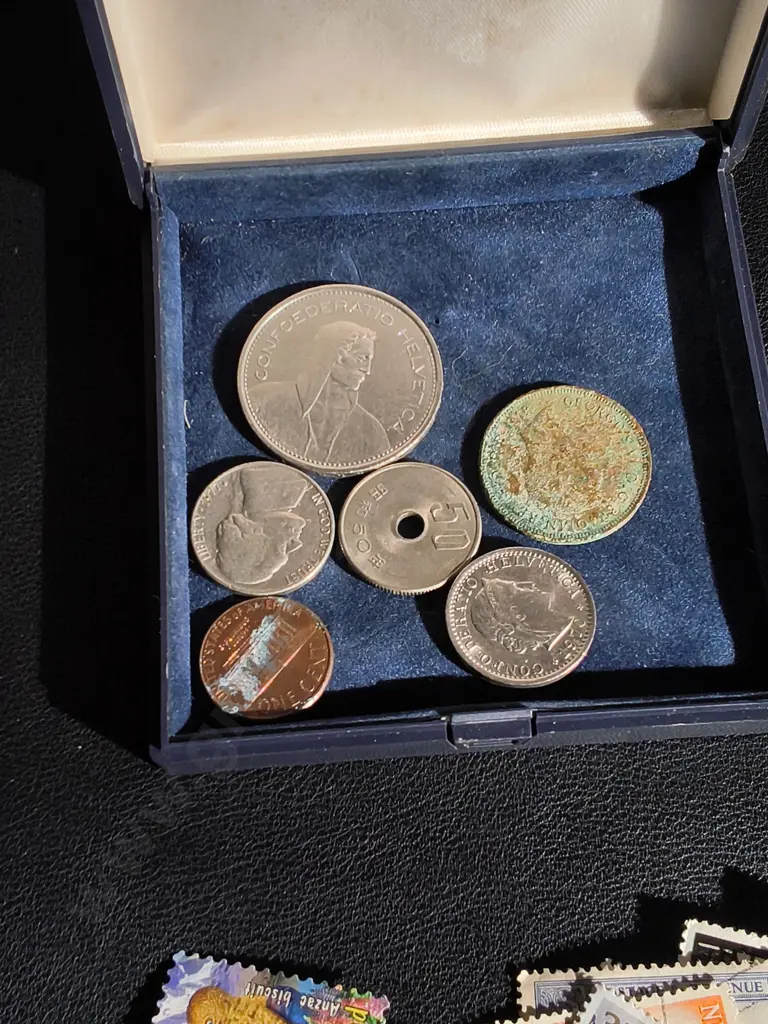 MIX OF COINS AND POSTAGE STAMPS Image 1++