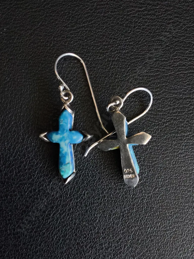STIRLING SILVER CROSS EARRINGS Image 1++
