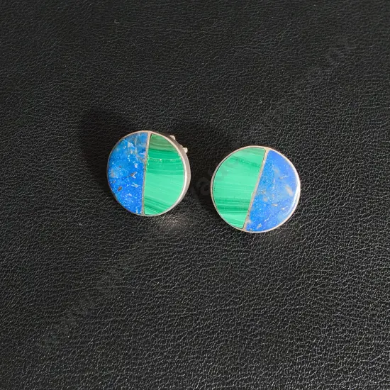 DUAL TONED STONE 970 SILVER EARRINGS