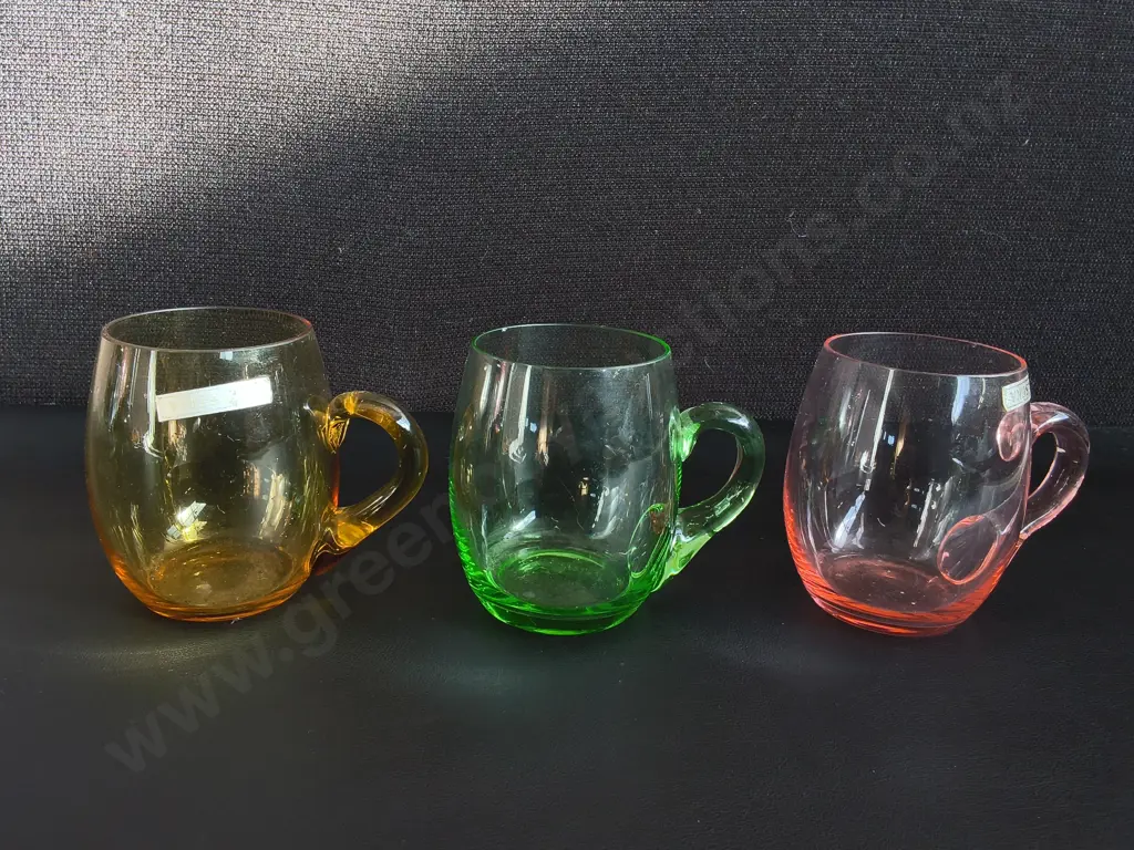 3 PIECES VINTAGE CHRISTALINA HAND BLOWN GLASSES, H 9.5 CM Image 1++