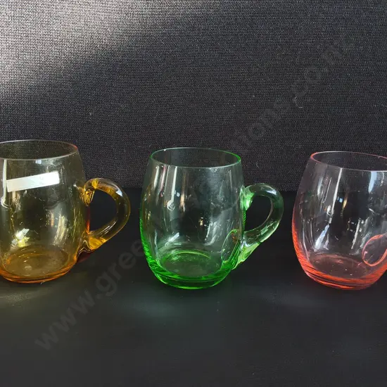 3 PIECES VINTAGE CHRISTALINA HAND BLOWN GLASSES, H 9.5 CM
