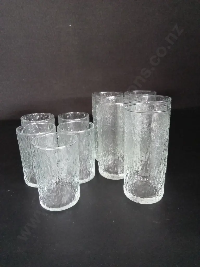 10 VINTAGE TEXTURED BARK GLASSES TALLEST H13CM Image 1++