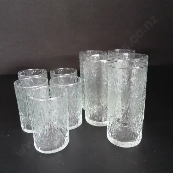 10 VINTAGE TEXTURED BARK GLASSES TALLEST H13CM