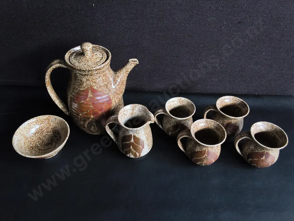 VINTAGE CERAMIC TEA AND COFFEE SERVICE, 7 PIECES, TALLEST H 24 CM Image 1++