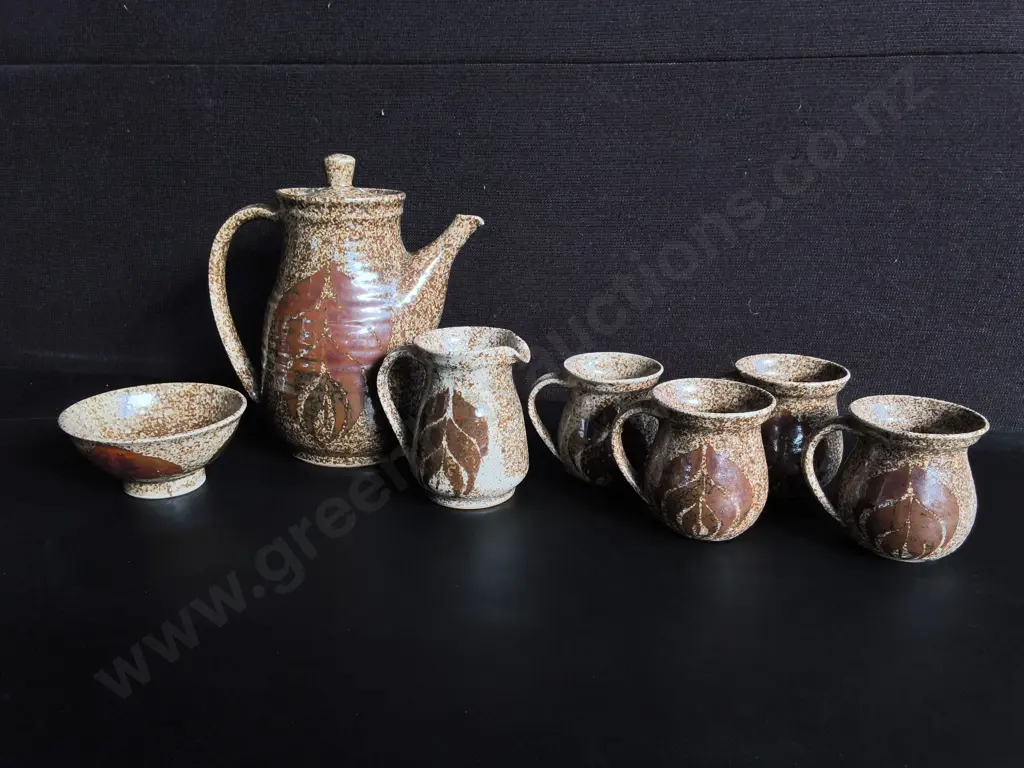 VINTAGE CERAMIC TEA AND COFFEE SERVICE, 7 PIECES, TALLEST H 24 CM Image 1++