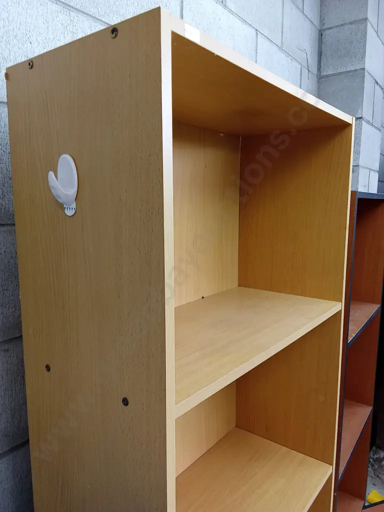 PAIR OF WOODEN BOOKSHELVES, H 158CM X W 50CM X D 30CM, H 172 X W 62CM X D 29CM Image 1++