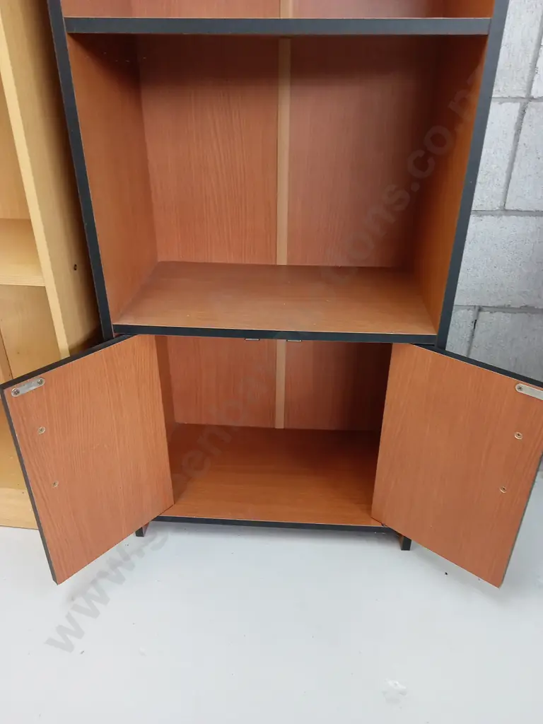 PAIR OF WOODEN BOOKSHELVES, H 158CM X W 50CM X D 30CM, H 172 X W 62CM X D 29CM Image 1++