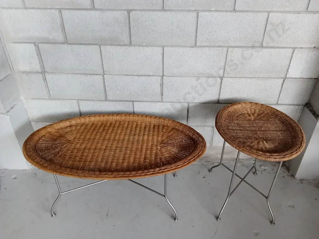 RATTAN COFFEE TABLE AND SIDE TABLE, COFFEE TABLE IS, L 108CM X W 63 X H 48CM Image 1++
