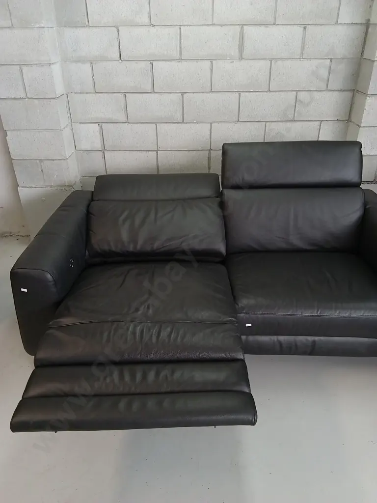ELECTRIC FAUX BLACK LEATHER SOFA WITH ADJUSTABLE HEAD AND LEG REST Image 1++