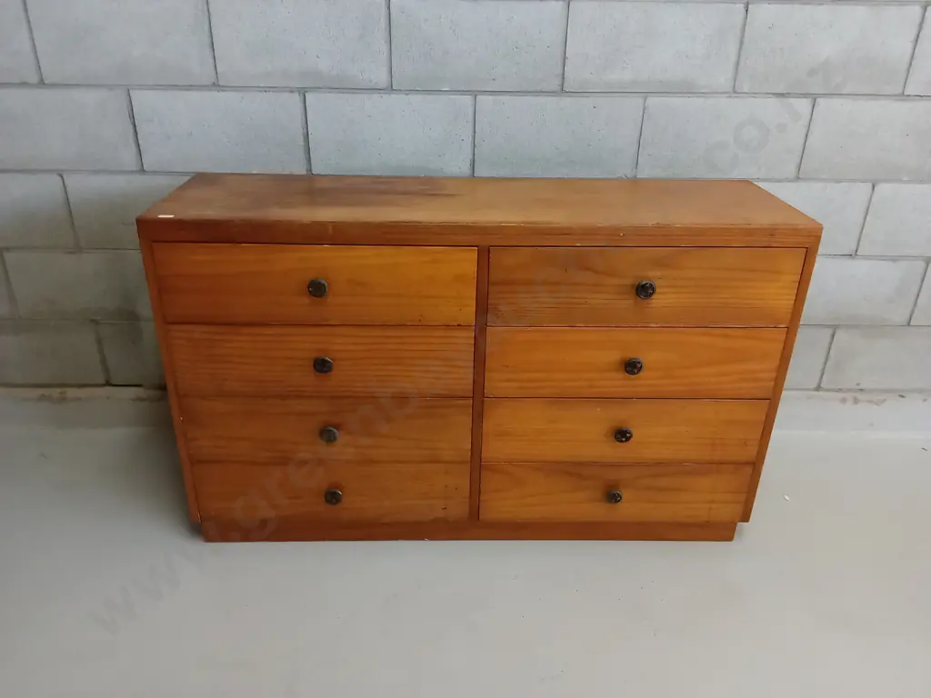 8 DRAWER DRESSER WITH CLASSIC ROUND HANDLES, W 122CM X D 35CM X H 76CM Image 1++