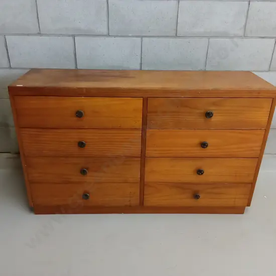 8 DRAWER DRESSER WITH CLASSIC ROUND HANDLES, W 122CM X D 35CM X H 76CM