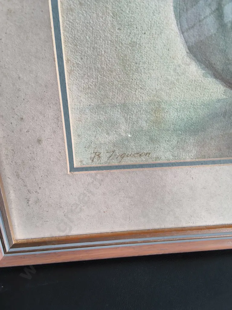 FRAMED FLORAL WATERCOLOR PAINTING, SINGED B. FERGUSSON. H 66 CM X W 50 CM Image 1++