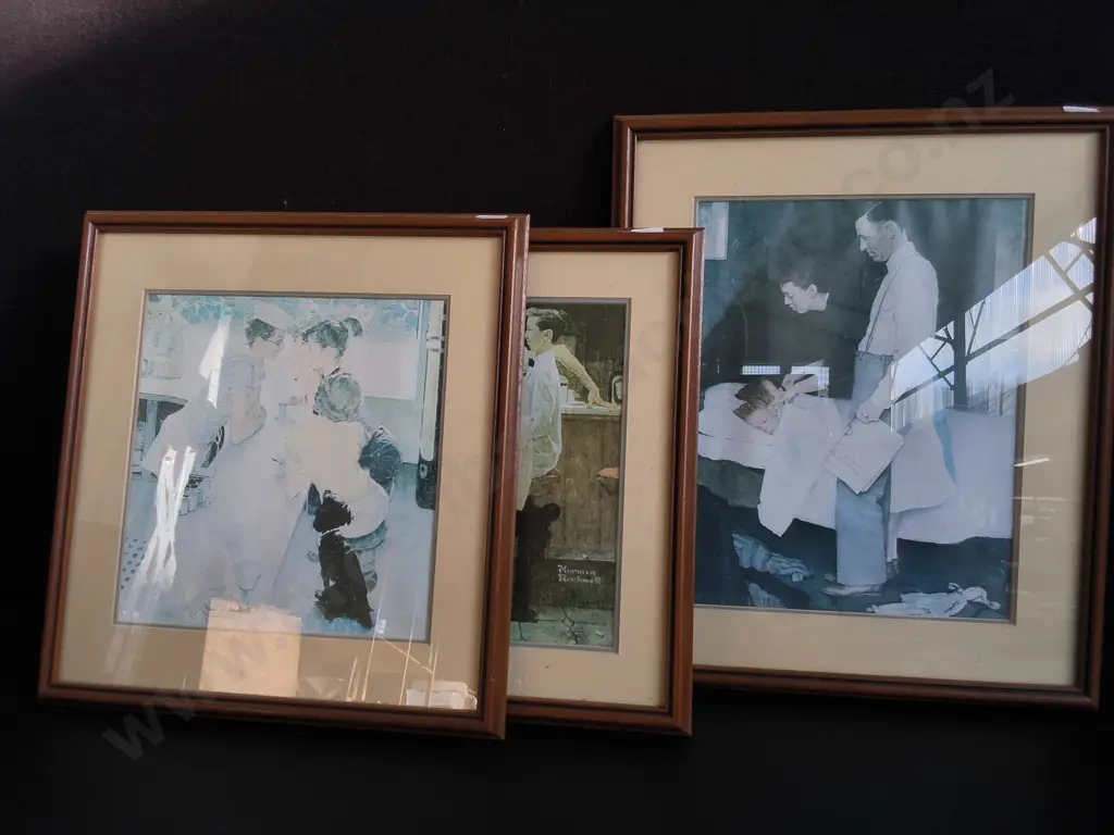 3 PIECES FRAMED NORMAN ROCKWELL PRINTS, TALLEST H 47 CM X W 38.5 CM Image 1++