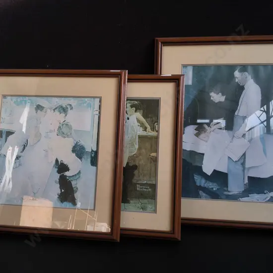 3 PIECES FRAMED NORMAN ROCKWELL PRINTS, TALLEST H 47 CM X W 38.5 CM