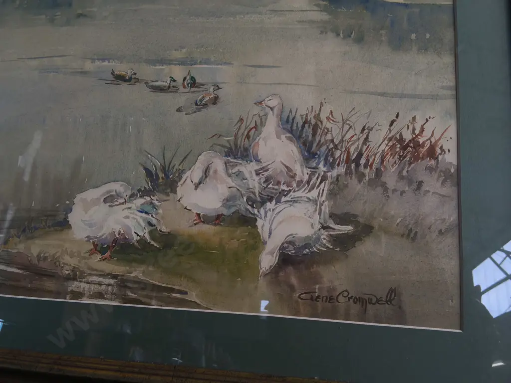 FRAMED WATERCOLOR PAINTING SIGNED GENE CRIMWELL, H 48 CM X W 65 CM Image 1++