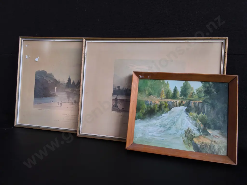 3 PIECES FRAMED ARTWORK AND PRINTS, TALLEST H 39 CM X W 51.5 CM Image 1++