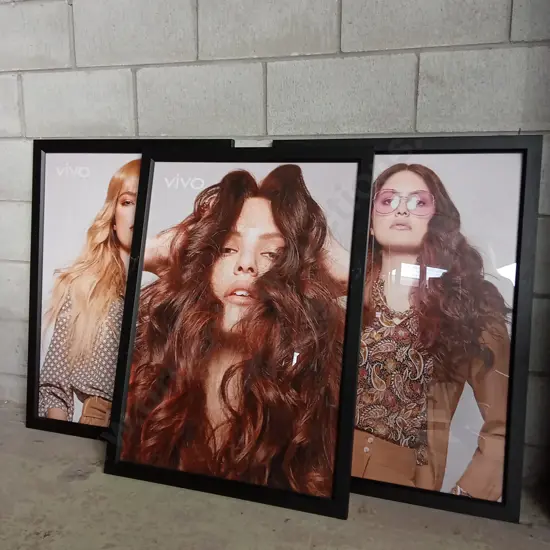 3 FRAMED VIVO ADVERTISEMENTS L67CM H91CM