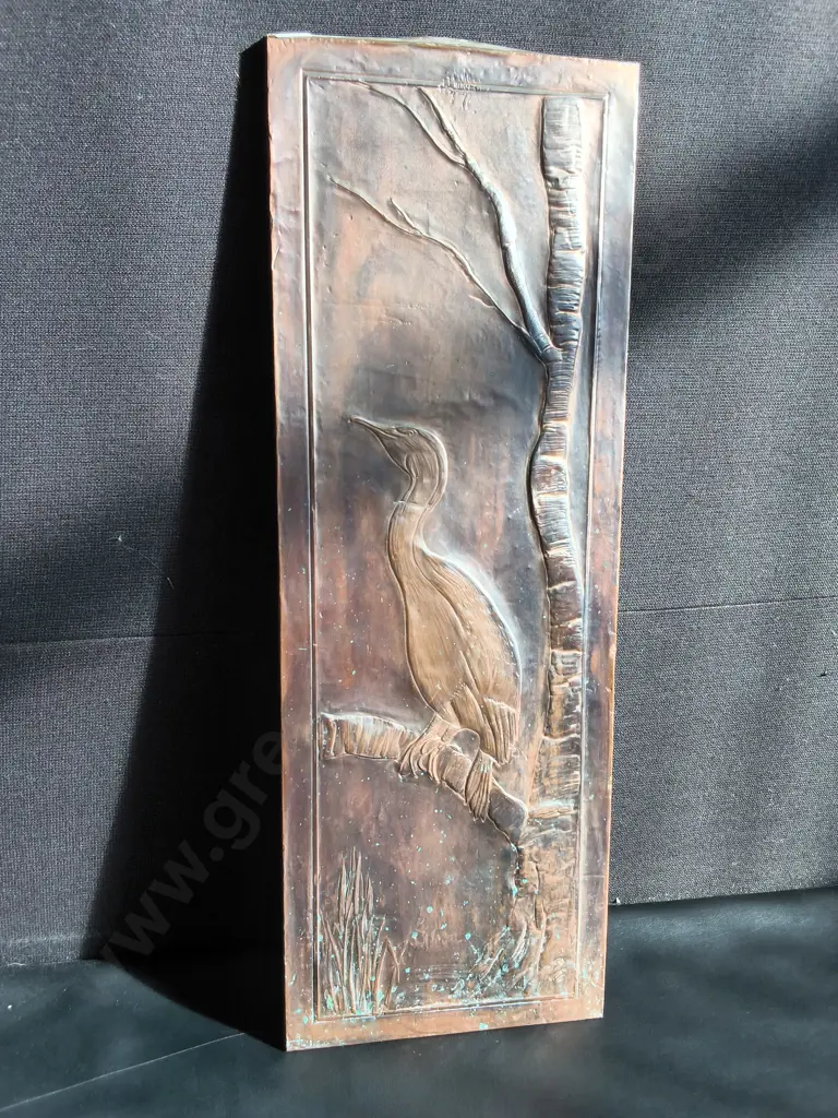 VINTAGE EMBOSSED CRANE WALL HANGING, H 74 CM Image 1++