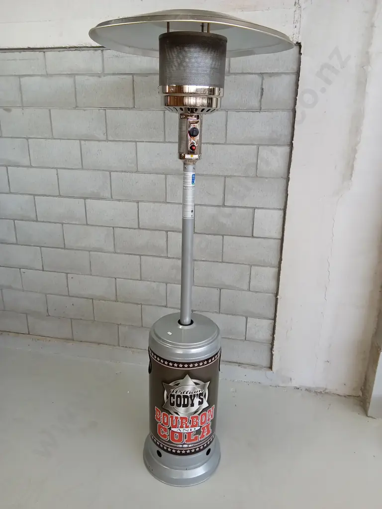 OUTDOOR PROPANE GAS HEATER WITH CODY'S BOURBON AND COLA DECOR, HEIGHT IS APPROXIMATELY 220CM Image 1++