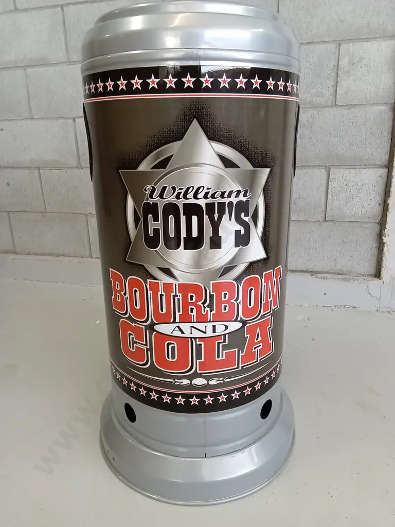 OUTDOOR PROPANE GAS HEATER WITH CODY'S BOURBON AND COLA DECOR, HEIGHT IS APPROXIMATELY 220CM Image 1++
