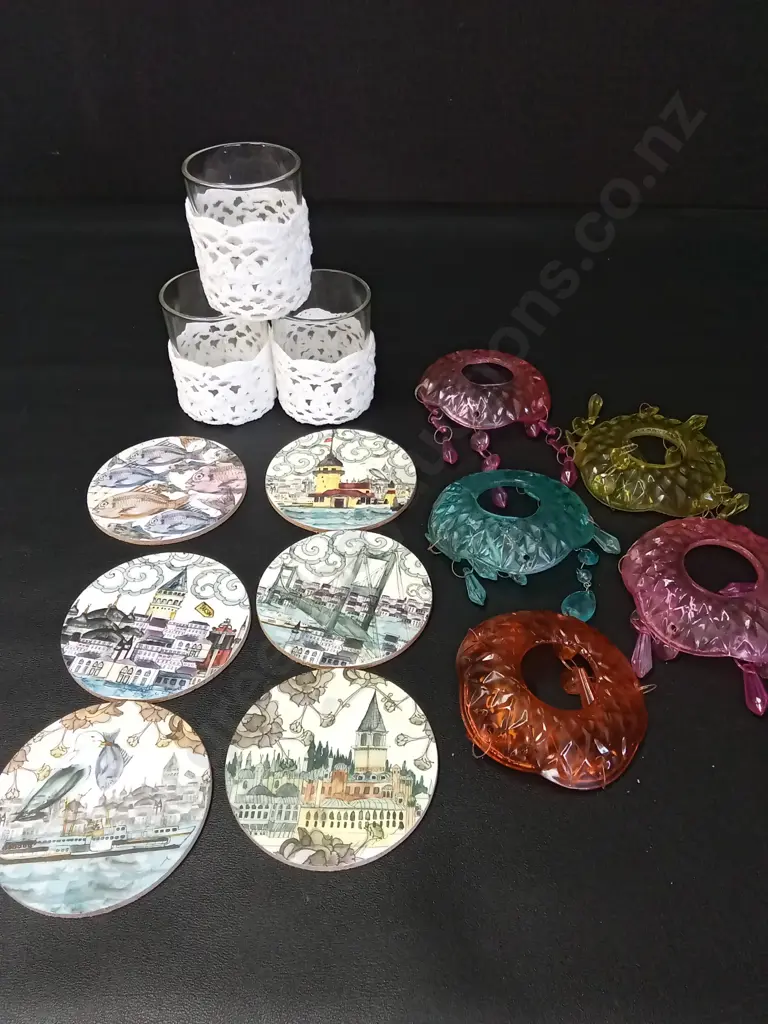 GLASSES H8CM, COASTERS AND LAMP TOPPERS Image 1++