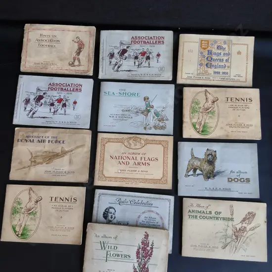 COLLECTION OF VINTAGE 1930S JOHN PLAYER AND SONS CIGARETTE CARD ALBUMS, 13 PIECES TOTAL