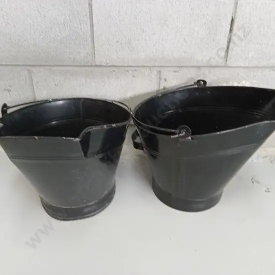 PAIR OF BLACK METAL COAL BUCKETS