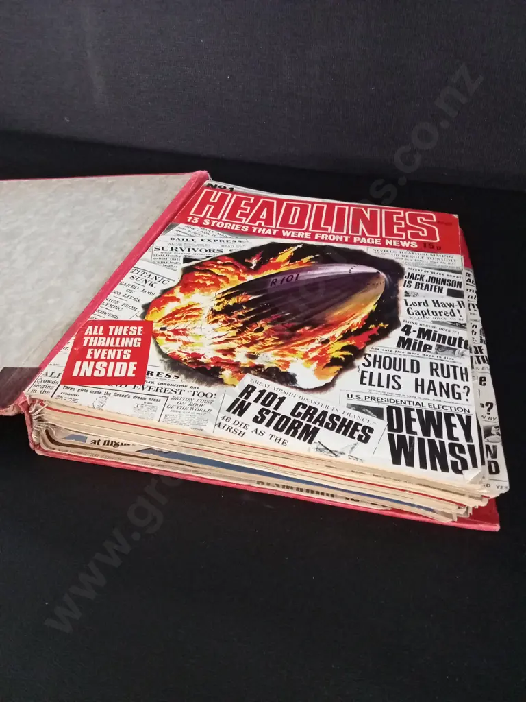 COLLECTION OF VINTAGE HEADLINES MAGAZINES AND 2 ROYAL NEWSPAPER SOUVINERS Image 1++