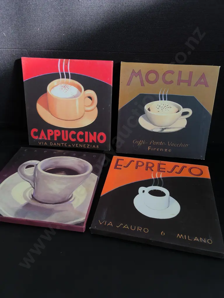 4 CANVAS COFFEE PRINTS, H 29 CM X W 29 CM Image 1++