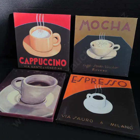 4 CANVAS COFFEE PRINTS, H 29 CM X W 29 CM