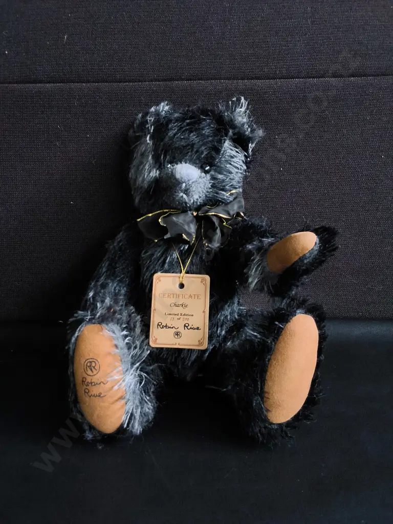 LIMITED EDITION ROBIN RIVE "CHARKIE" ARTIST MOHAIR/ALPACA TEDDY BEAR, 1 OF 200, H 28 CM Image 1++