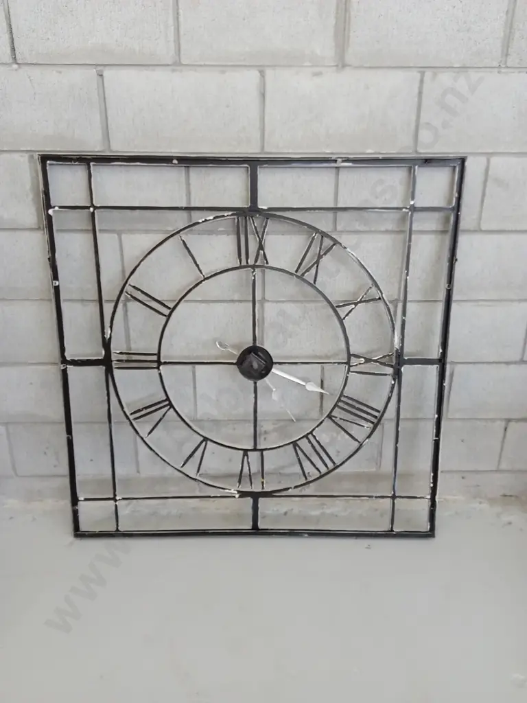 LARGE SQUARE SKELETON WALL CLOCK (UNTESTED), 112CM X 112CM X 3CM Image 1++