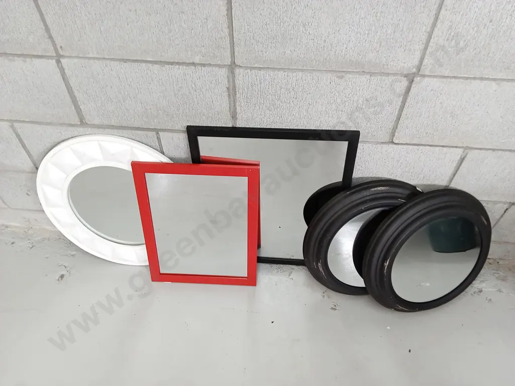 COLLECTION OF VARIOUS MIRRORS, TALLEST H 56CM Image 1++