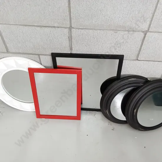 COLLECTION OF VARIOUS MIRRORS, TALLEST H 56CM