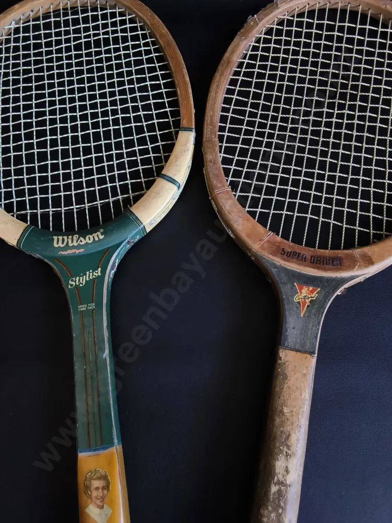 PAIR OF VINTAGE WOODEN TENNIS RACKETS Image 1++