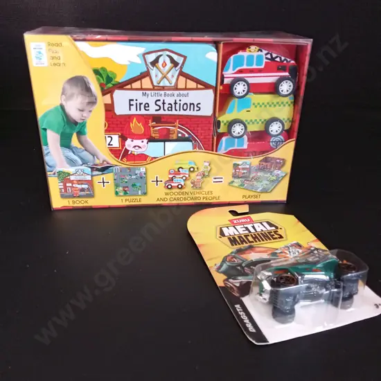 MY LITTLE BOOK ABOUT FIRE STATIONS AND A METAL MACHINE CAR