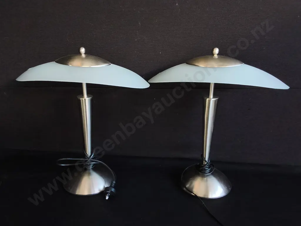 PAIR OF MODERN METAL TOUCH TABLE LAMPS, TALLEST H 47 CM, WORKING Image 1++