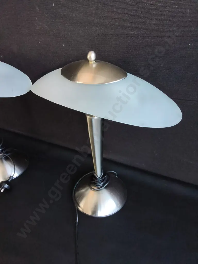 PAIR OF MODERN METAL TOUCH TABLE LAMPS, TALLEST H 47 CM, WORKING Image 1++