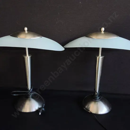 PAIR OF MODERN METAL TOUCH TABLE LAMPS, TALLEST H 47 CM, WORKING